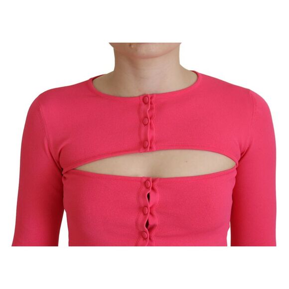 Dsquared² Pink Viscose Knit Open Chest Long Sleeves Women's Top (Pre-Owned) - Picture 5 of 5